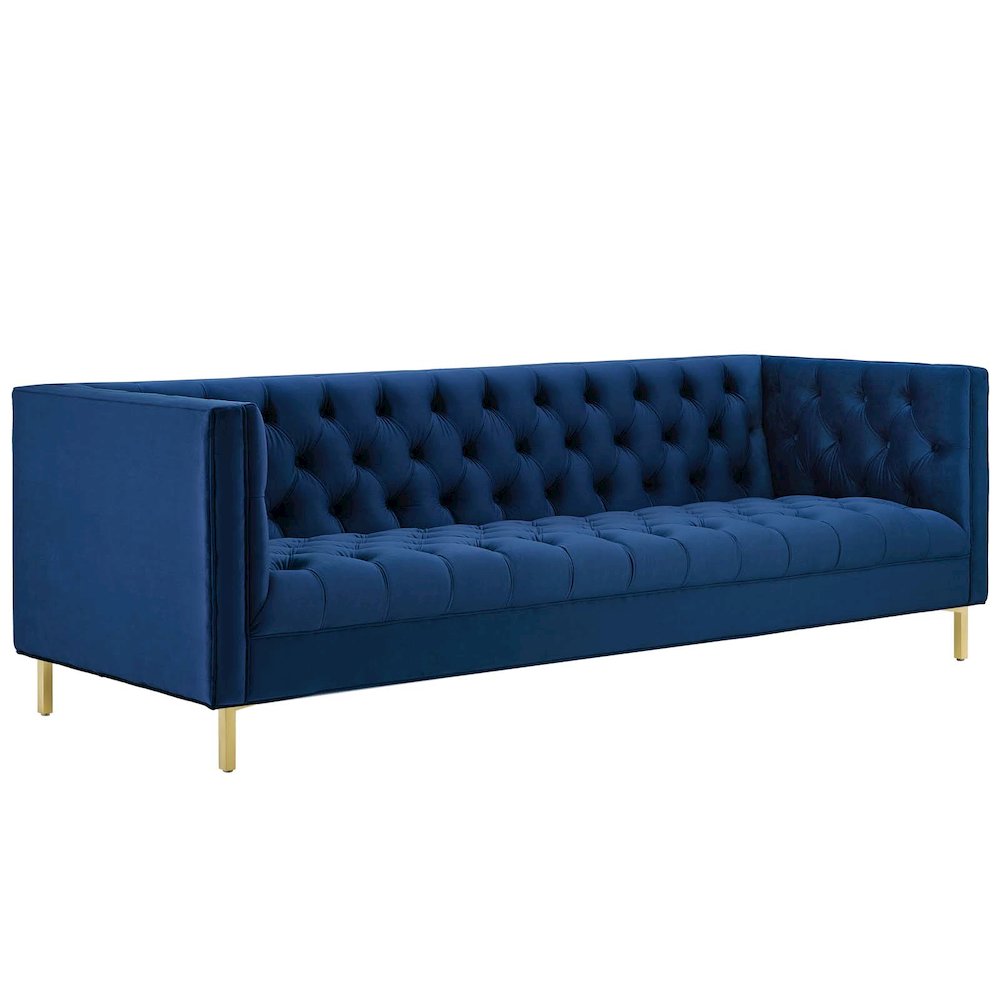 Delight Tufted Button Performance Velvet Sofa. Picture 1