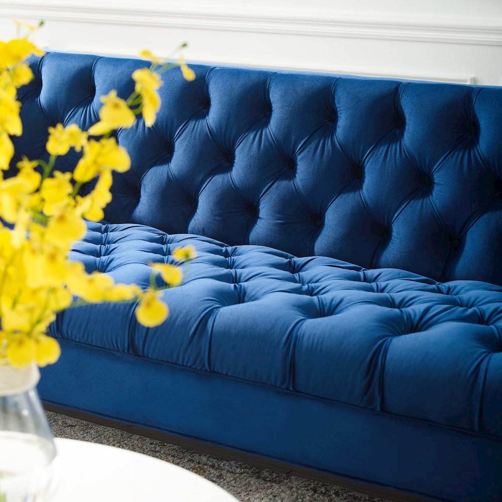 Delight Tufted Button Performance Velvet Sofa. Picture 6