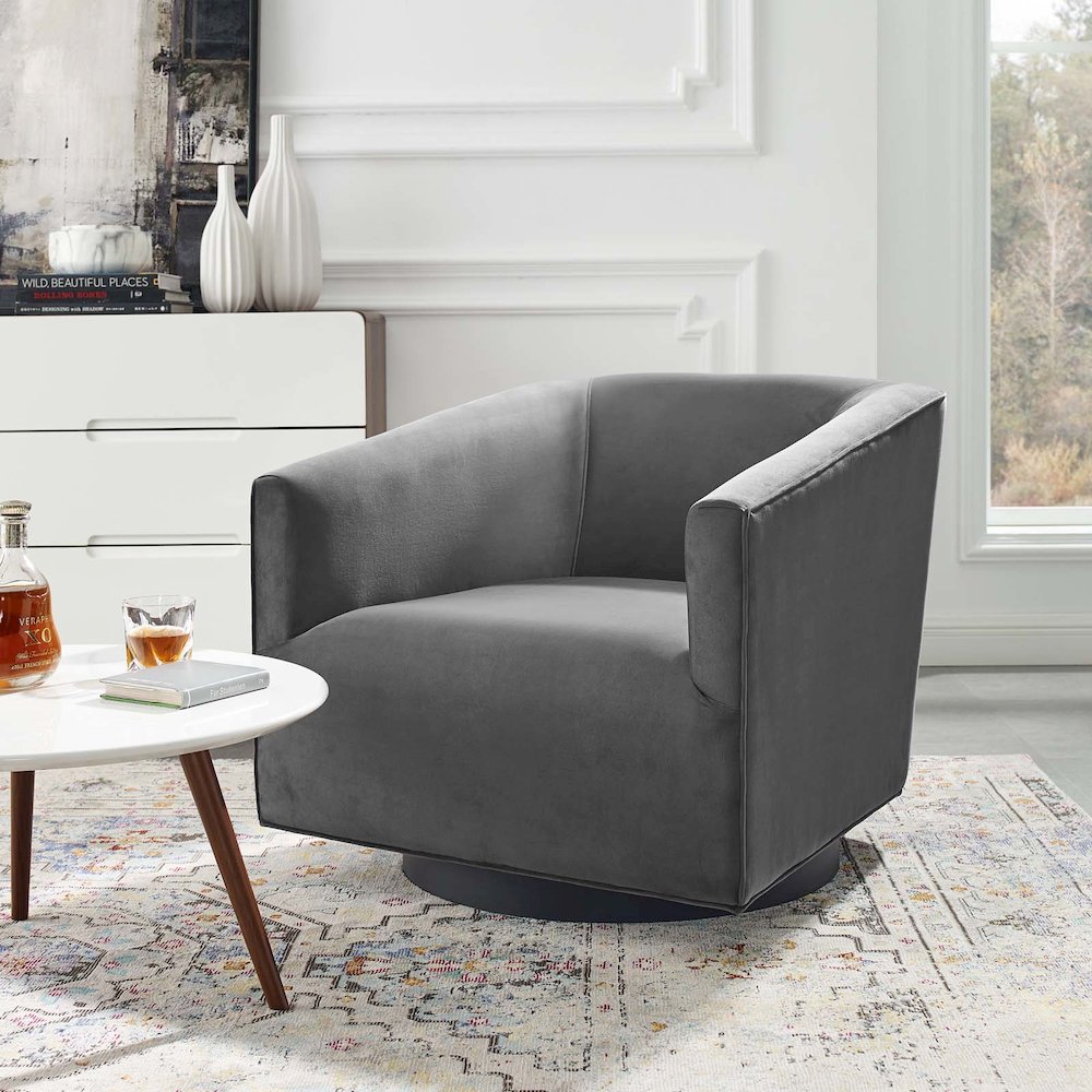 Twist Accent Lounge Performance Velvet Swivel Chair. Picture 6