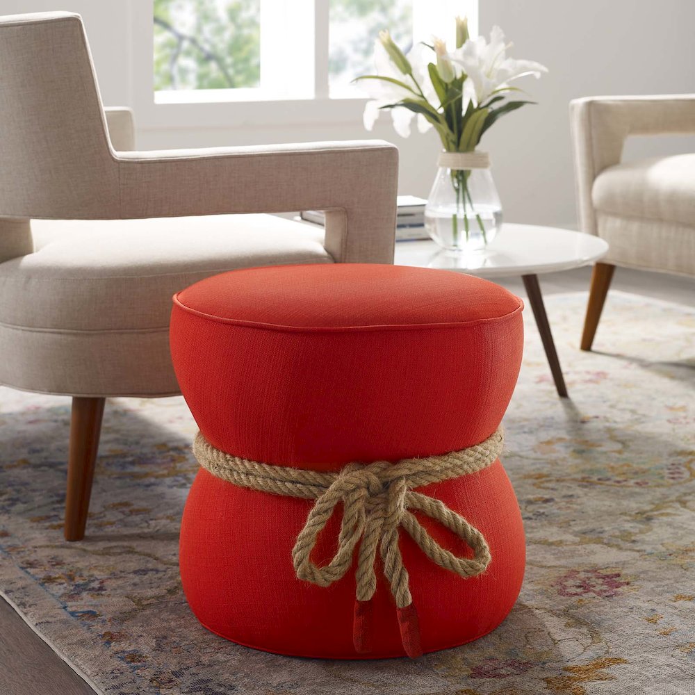 Beat Nautical Rope Upholstered Fabric Ottoman. Picture 4