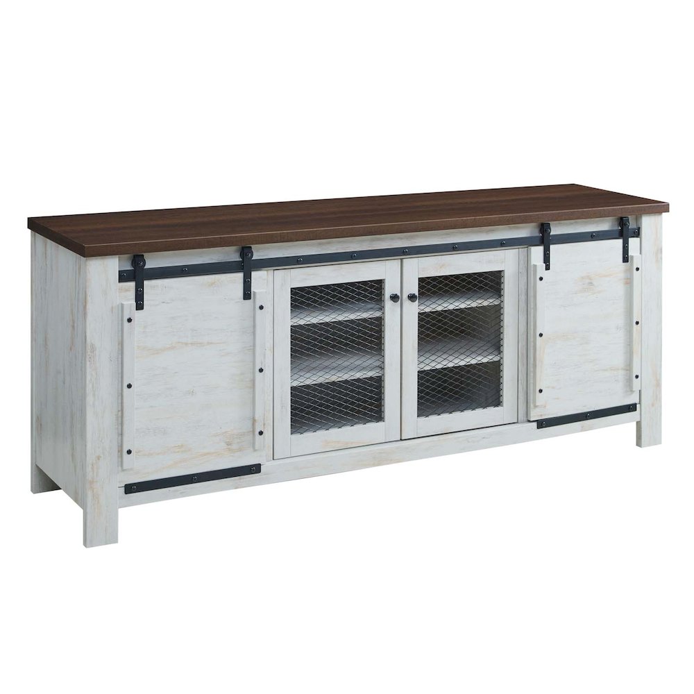 Bennington 71" Rustic Sliding Door TV Stand. Picture 1