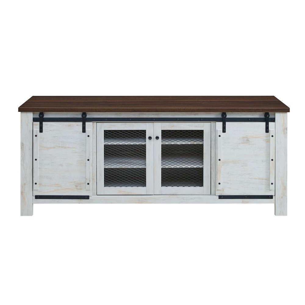Bennington 71" Rustic Sliding Door TV Stand. Picture 3