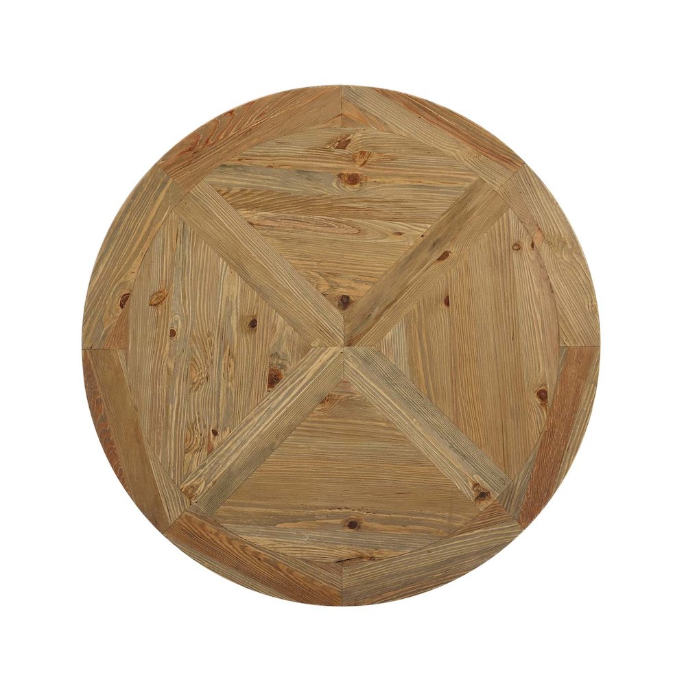 Column 47" Round Pine Wood Dining Table. Picture 2