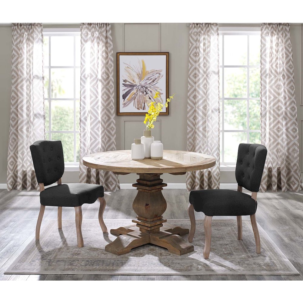 Column 47" Round Pine Wood Dining Table. Picture 4