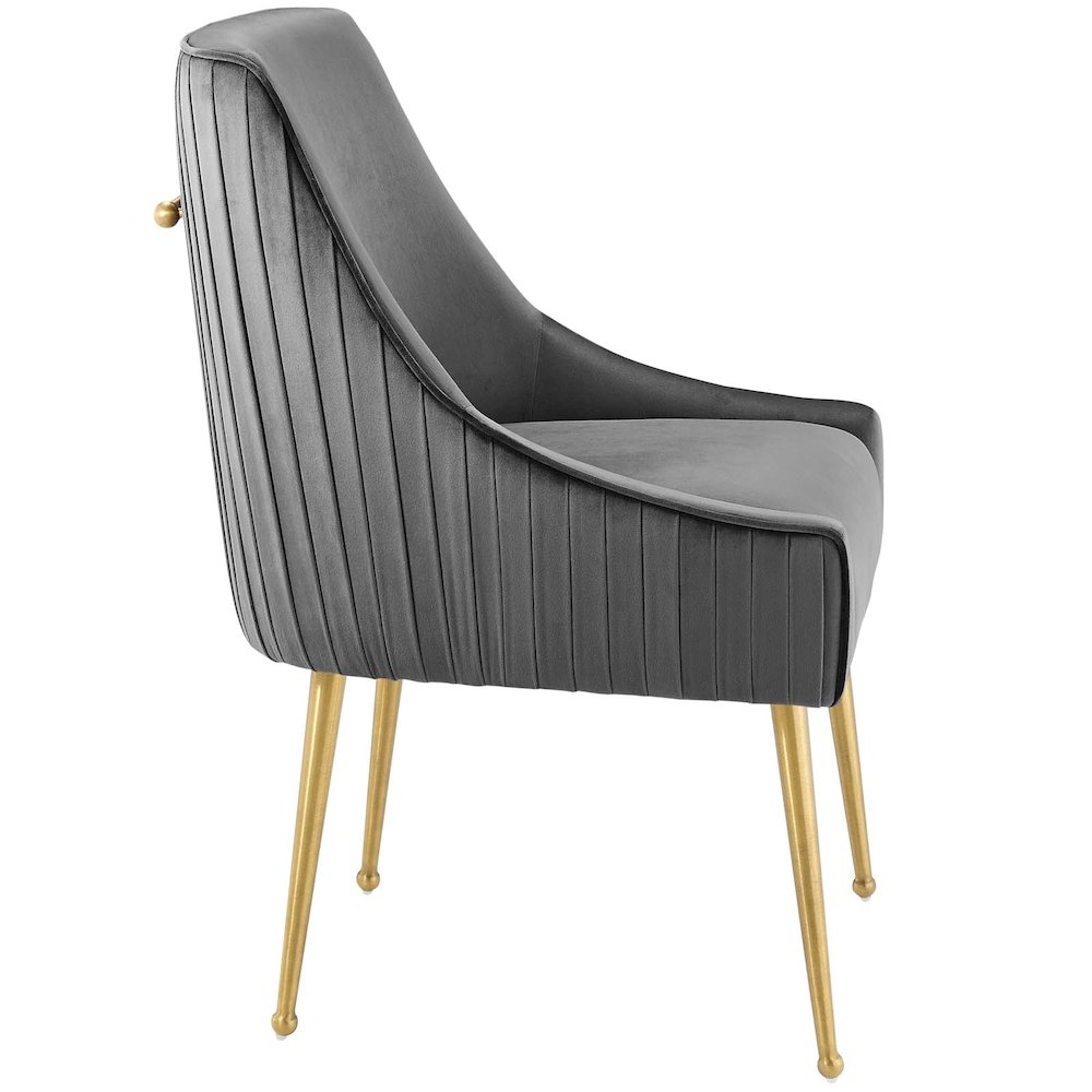 Discern Pleated Back Upholstered Performance Velvet Dining Chair. Picture 2