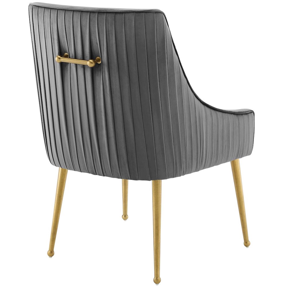 Discern Pleated Back Upholstered Performance Velvet Dining Chair. Picture 3