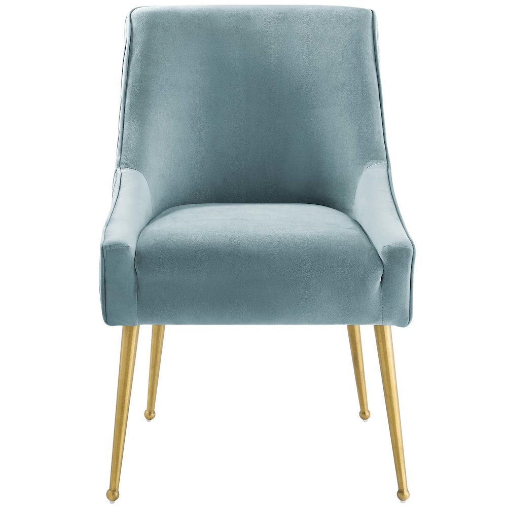 Discern Pleated Back Upholstered Performance Velvet Dining Chair. Picture 4