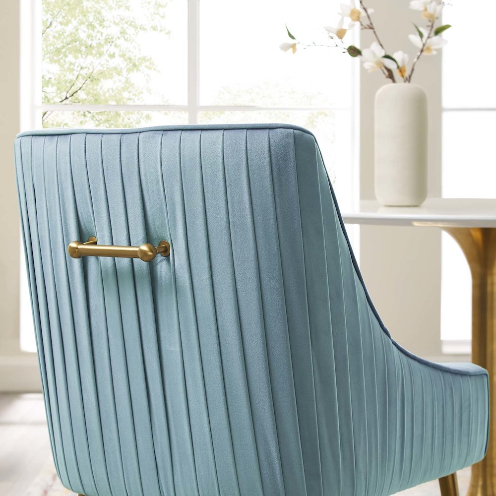 Discern Pleated Back Upholstered Performance Velvet Dining Chair. Picture 6