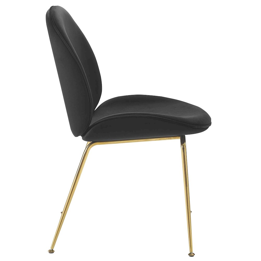 Scoop Gold Stainless Steel Leg Performance Velvet Dining Chair. Picture 3