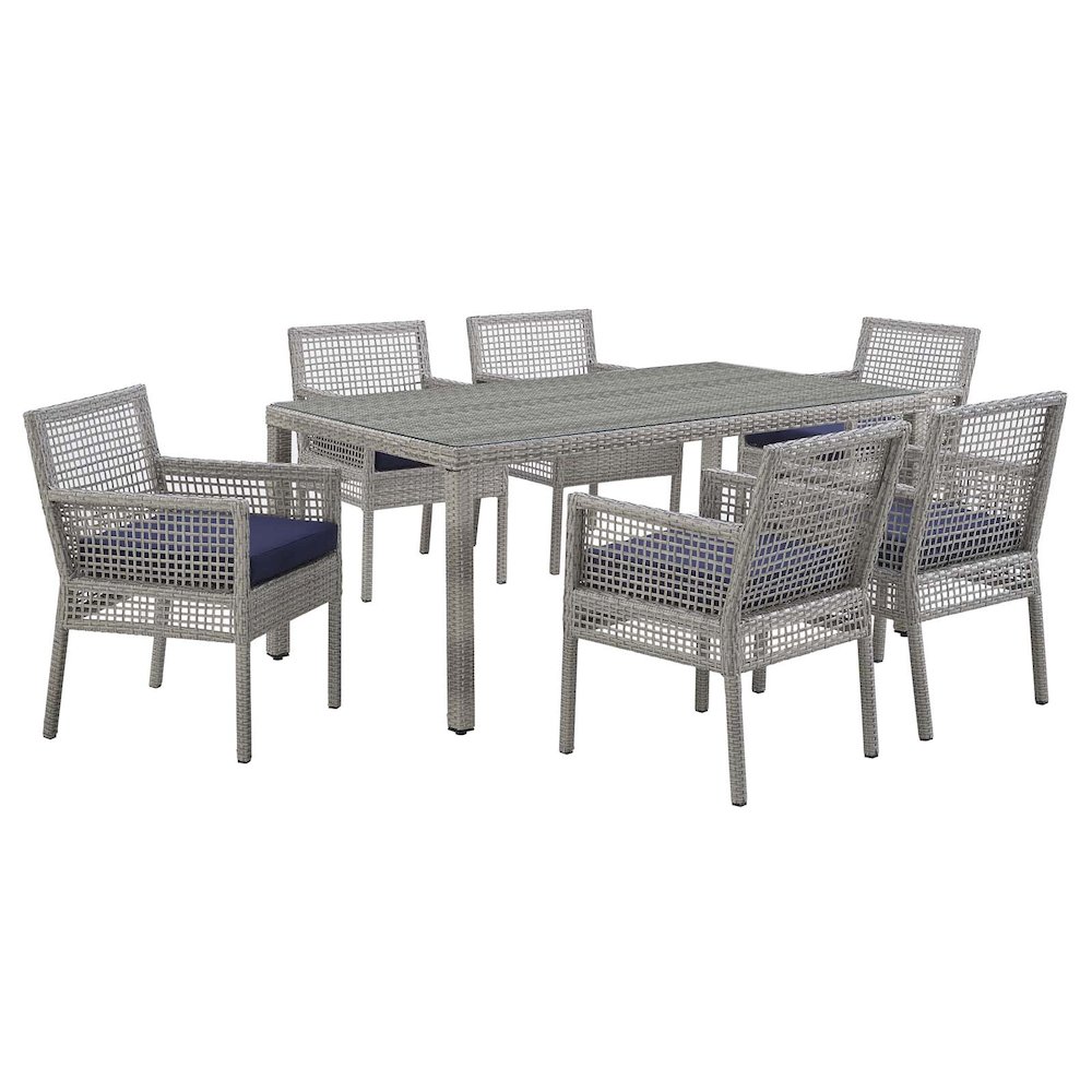 Aura 7 Piece Outdoor Patio Wicker Rattan Set. Picture 1