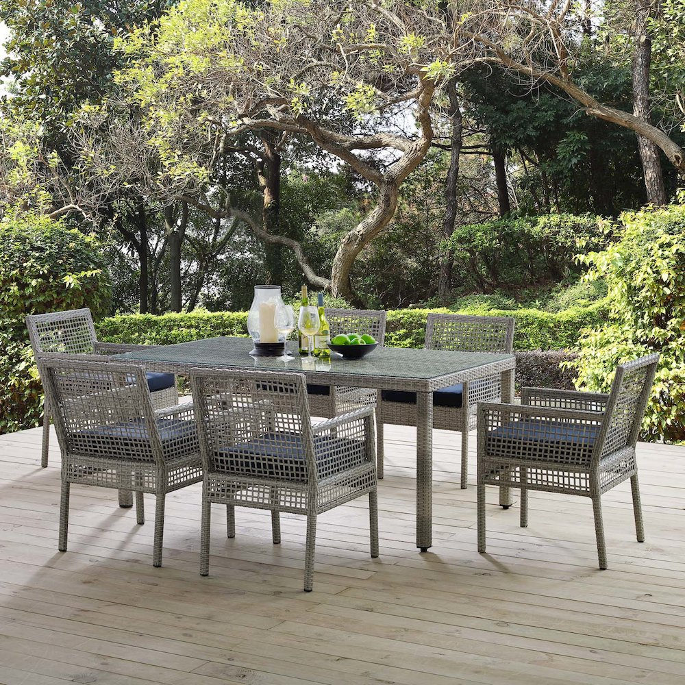 Aura 7 Piece Outdoor Patio Wicker Rattan Set. Picture 8