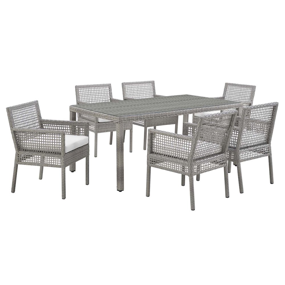 Aura 7 Piece Outdoor Patio Wicker Rattan Set. Picture 1