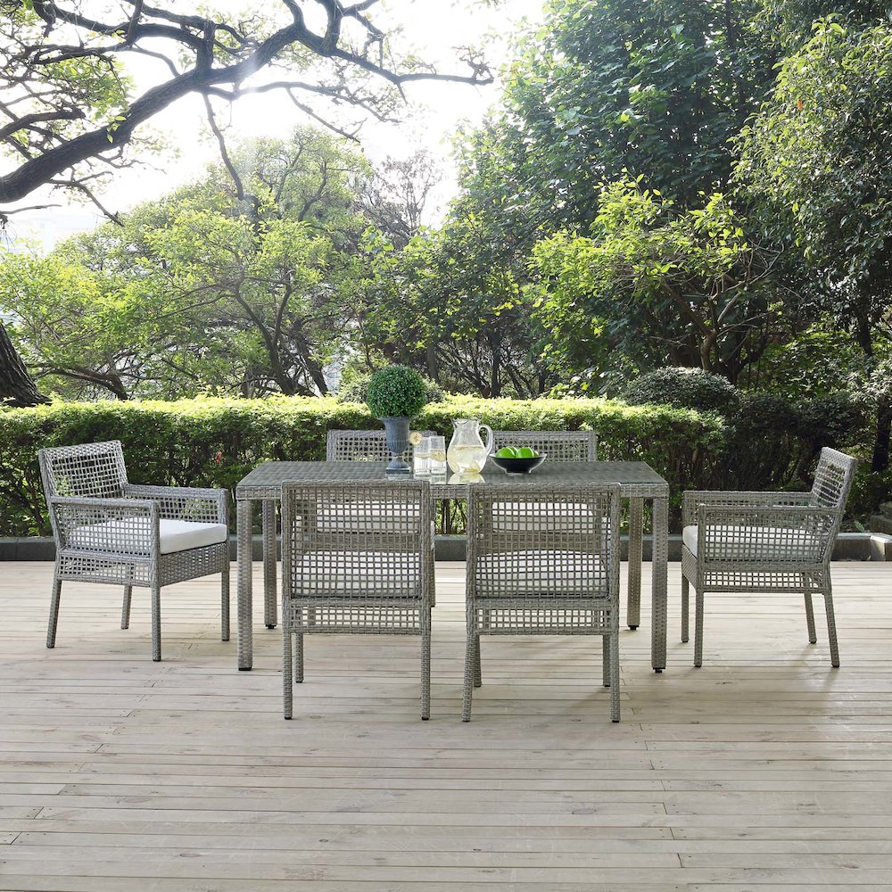 Aura 7 Piece Outdoor Patio Wicker Rattan Set. Picture 14