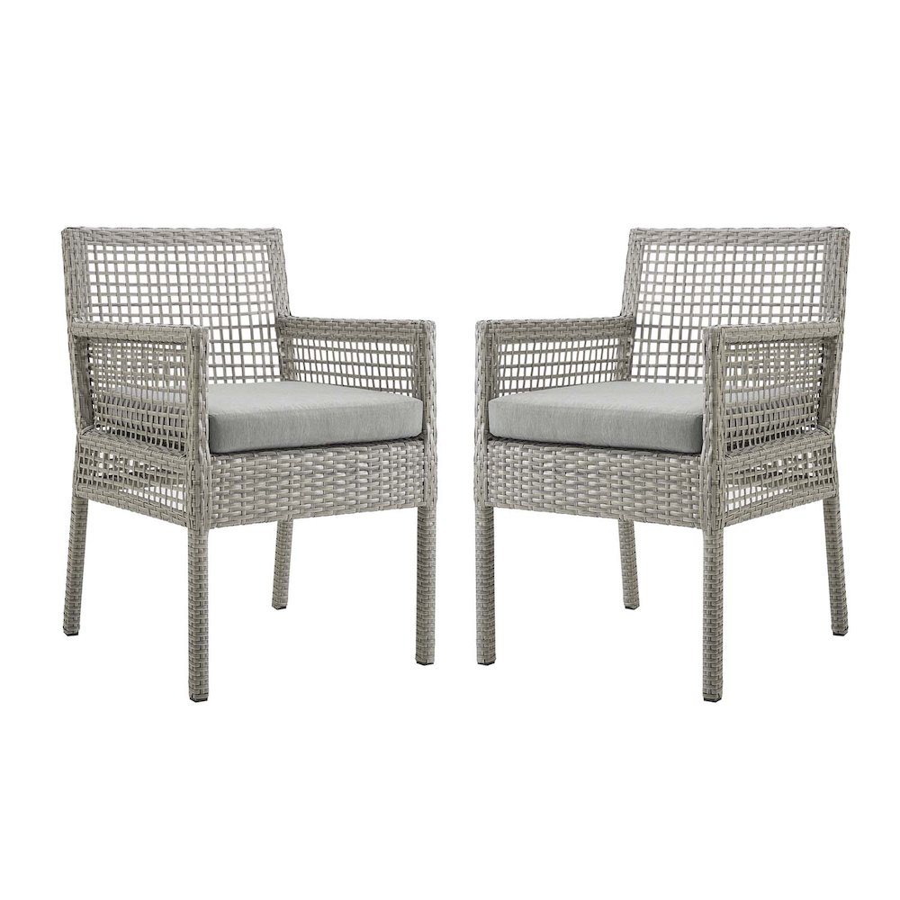 Aura Outdoor Patio Wicker Rattan Dining Armchair Set of 2. Picture 1