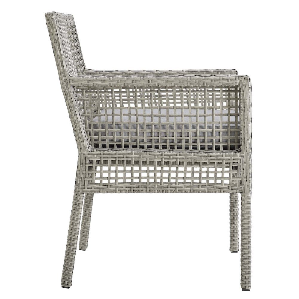 Aura Outdoor Patio Wicker Rattan Dining Armchair Set of 2. Picture 4