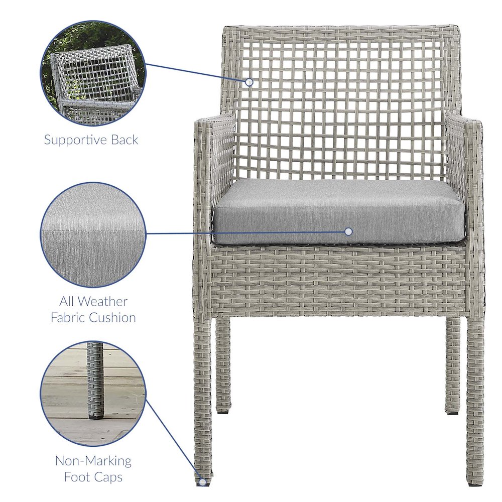 Aura Outdoor Patio Wicker Rattan Dining Armchair Set of 2. Picture 2