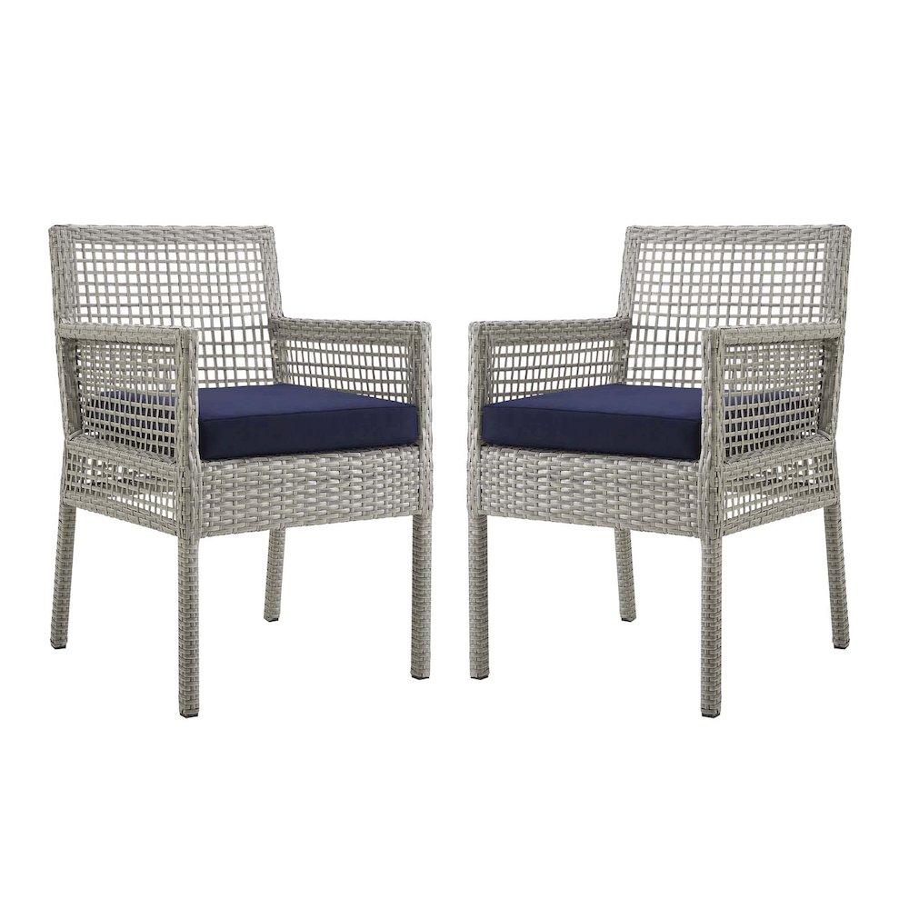 Aura Outdoor Patio Wicker Rattan Dining Armchair Set of 2. Picture 1