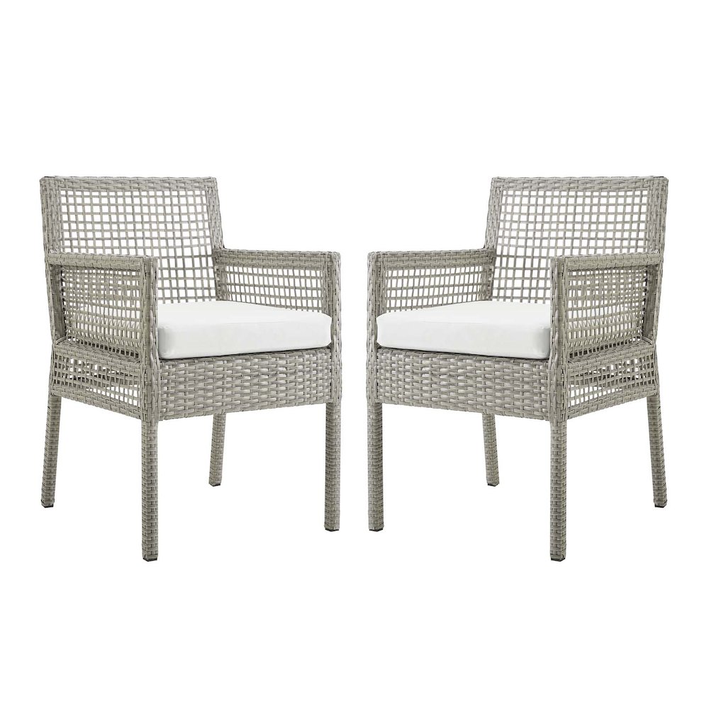 Aura Outdoor Patio Wicker Rattan Dining Armchair Set of 2. Picture 1