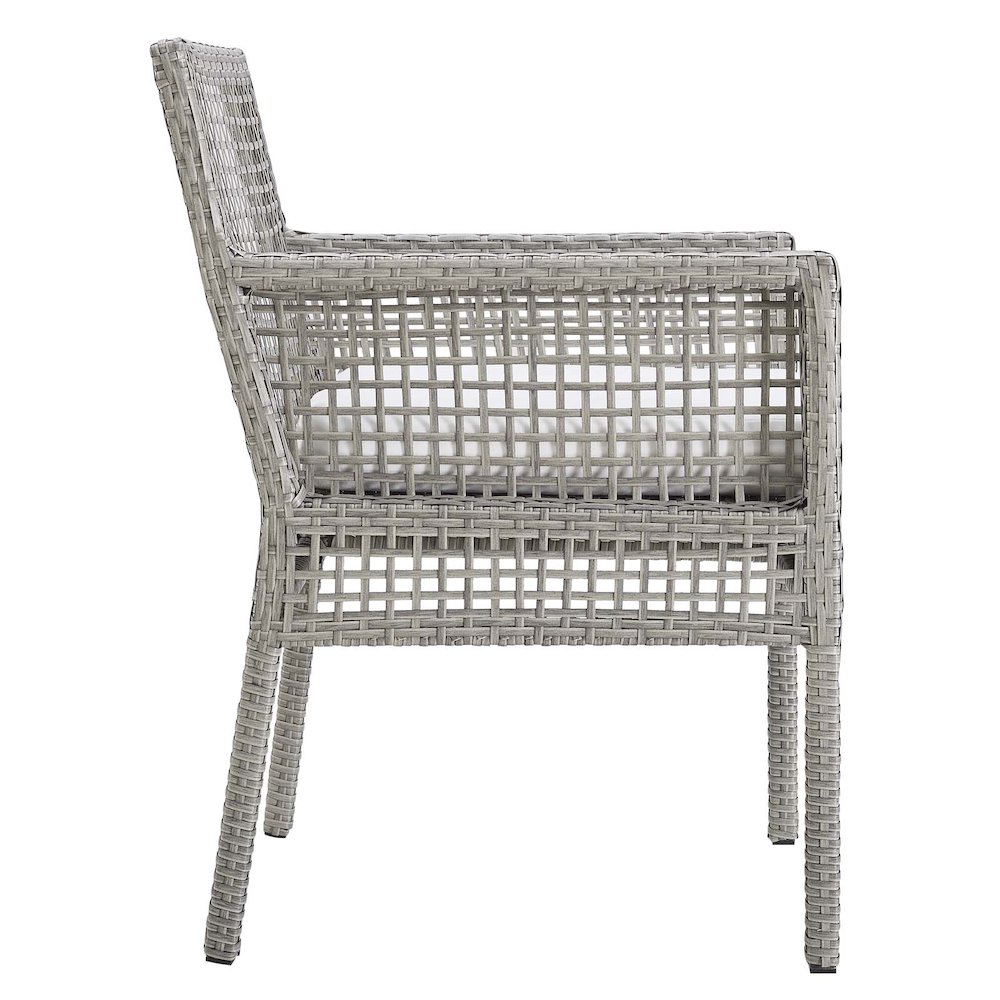 Aura Outdoor Patio Wicker Rattan Dining Armchair Set of 2. Picture 4