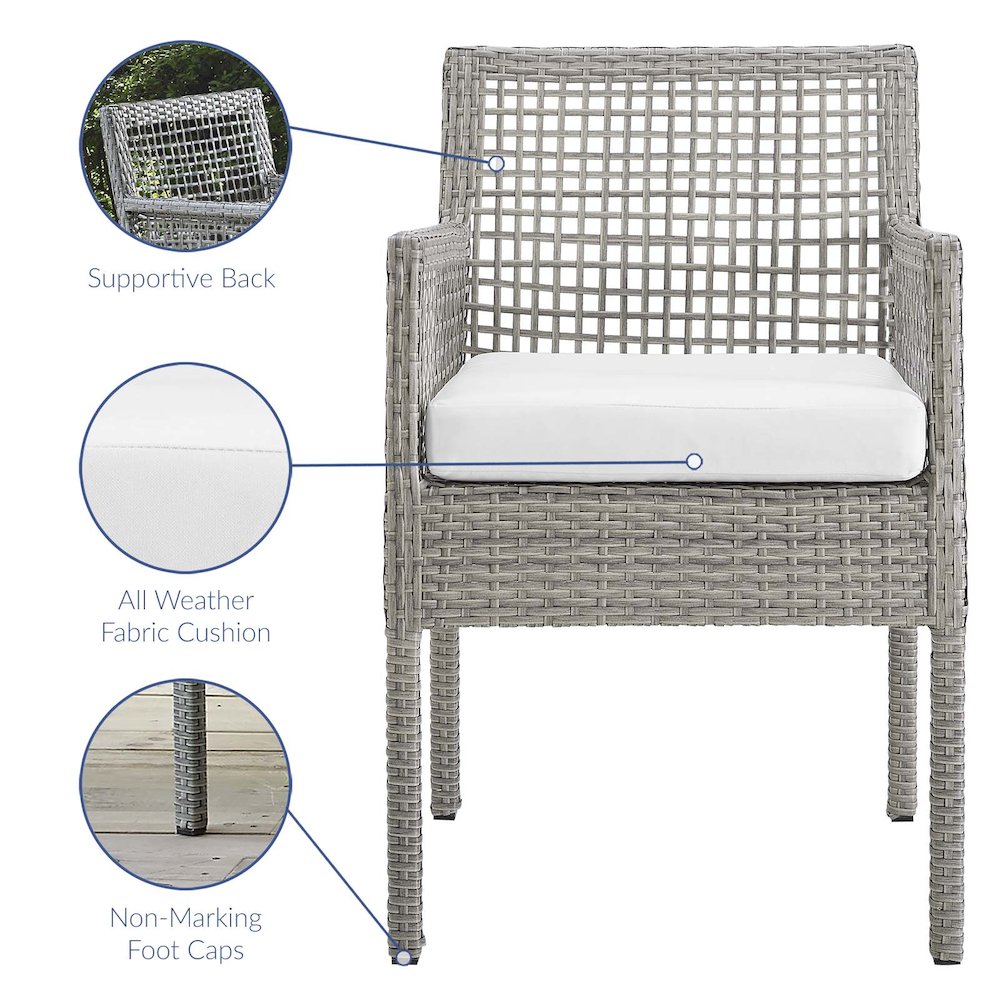 Aura Outdoor Patio Wicker Rattan Dining Armchair Set of 2. Picture 2
