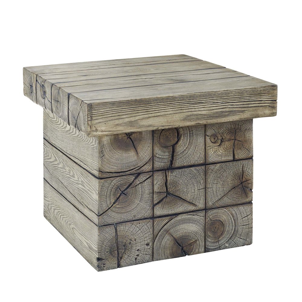 Manteo Rustic Coastal Outdoor Patio Side Table. Picture 1