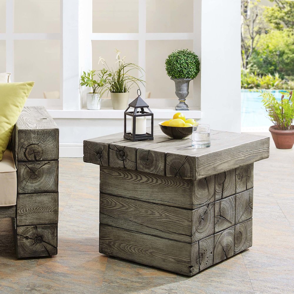 Manteo Rustic Coastal Outdoor Patio Side Table. Picture 6