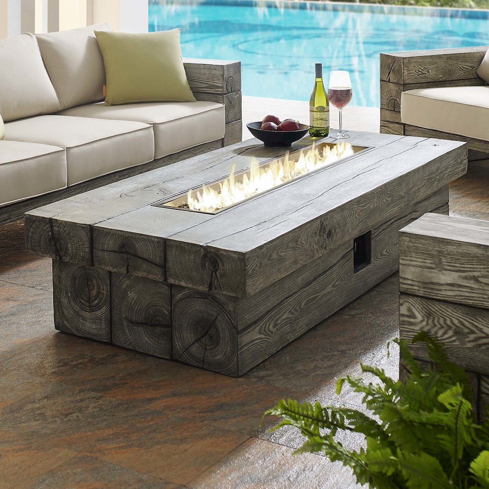 Manteo 70" Rectangular Outdoor Patio Fire Pit Table. Picture 6
