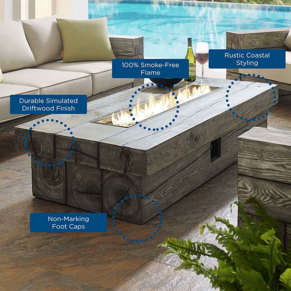 Manteo 70" Rectangular Outdoor Patio Fire Pit Table. Picture 11