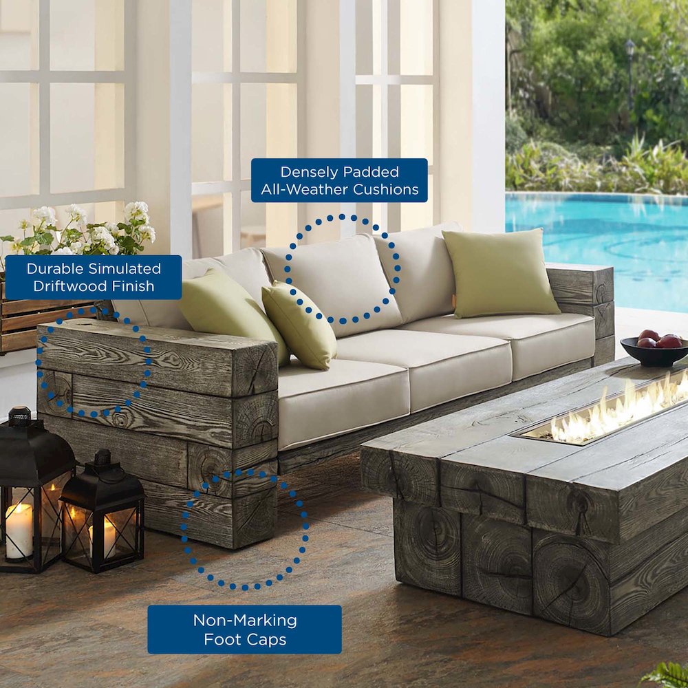 Manteo Rustic Coastal Outdoor Patio SunbrellaSofa. Picture 6