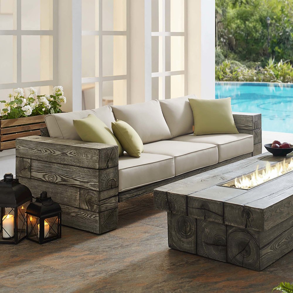 Manteo Rustic Coastal Outdoor Patio SunbrellaSofa. Picture 4