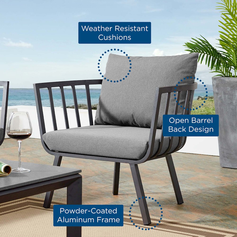 Riverside Outdoor Patio Aluminum Armchair. Picture 6