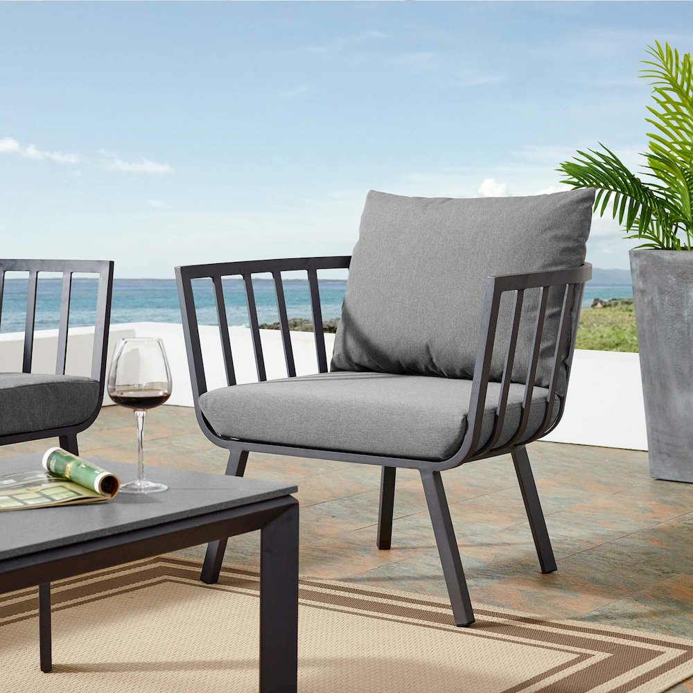 Riverside Outdoor Patio Aluminum Armchair. Picture 7