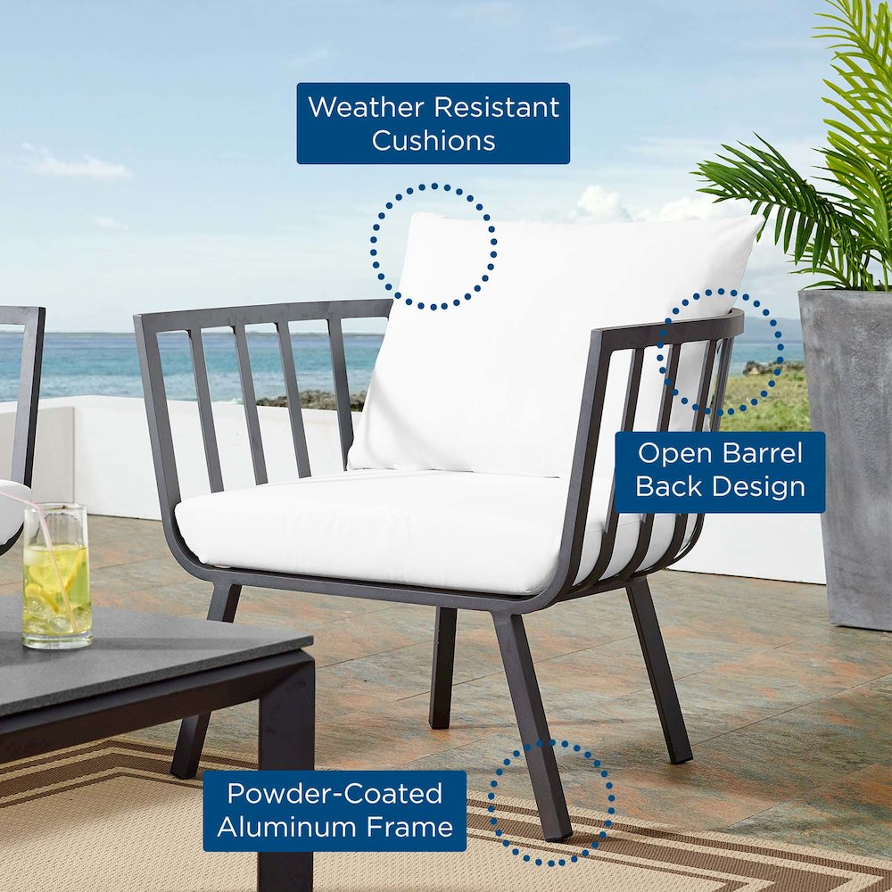 Riverside Outdoor Patio Aluminum Armchair. Picture 6