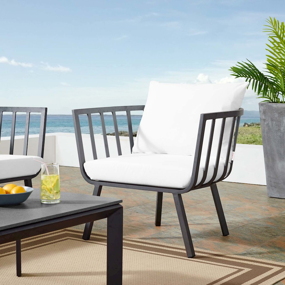 Riverside Outdoor Patio Aluminum Armchair. Picture 7