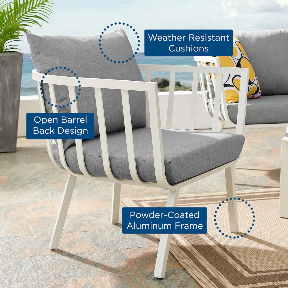 Riverside Outdoor Patio Aluminum Armchair. Picture 7