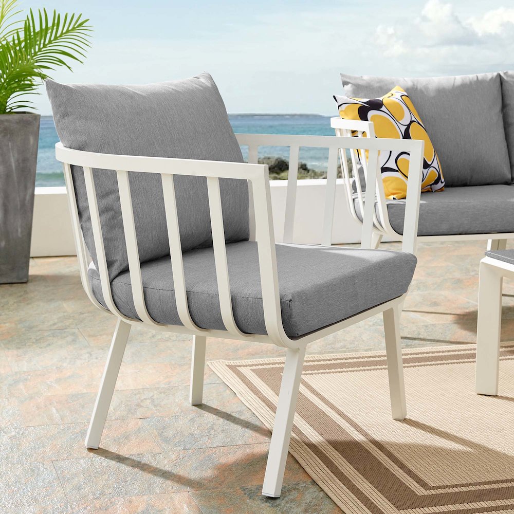 Riverside Outdoor Patio Aluminum Armchair. Picture 6
