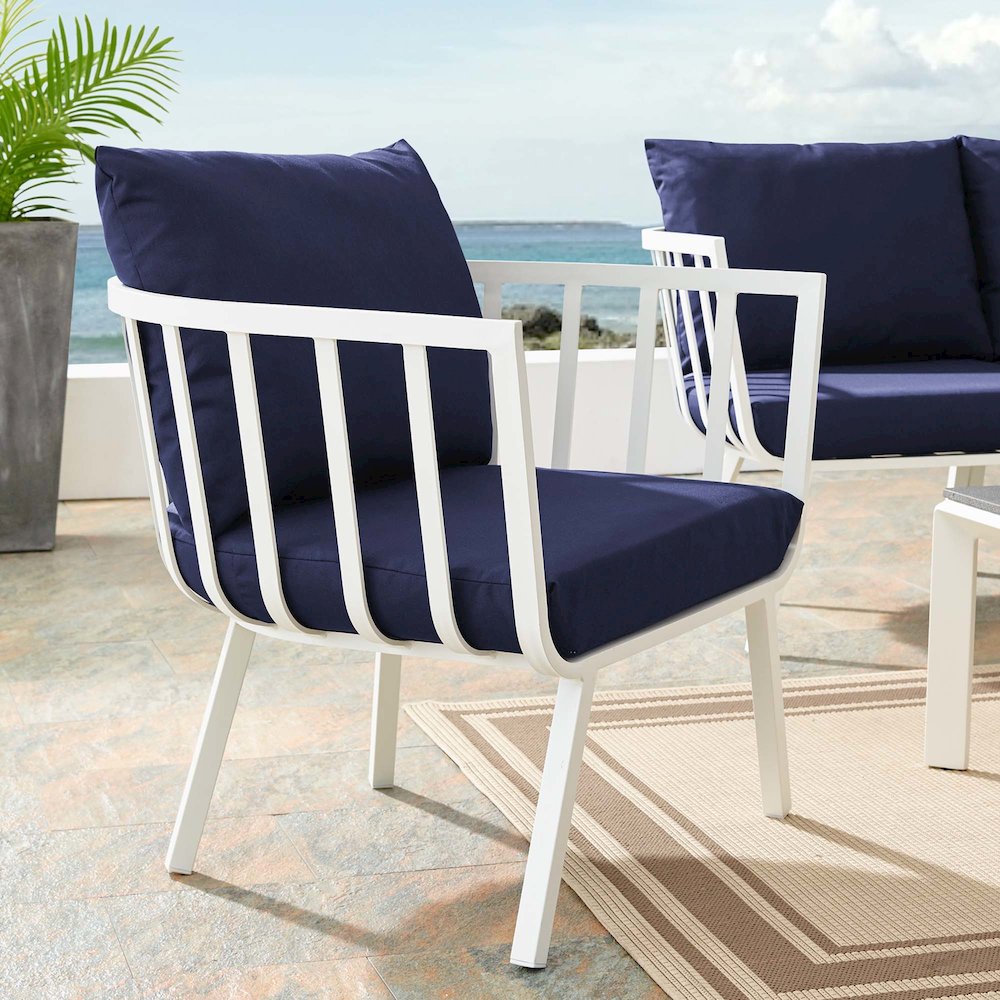 Riverside Outdoor Patio Aluminum Armchair. Picture 6