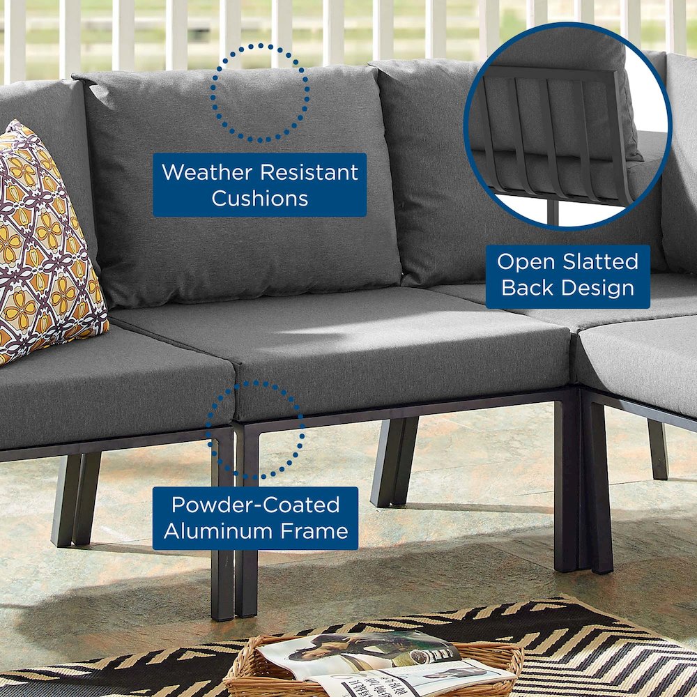 Riverside Outdoor Patio Aluminum Armless Chair. Picture 6
