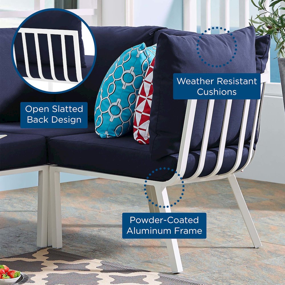 Riverside Outdoor Patio Aluminum Corner Chair. Picture 7