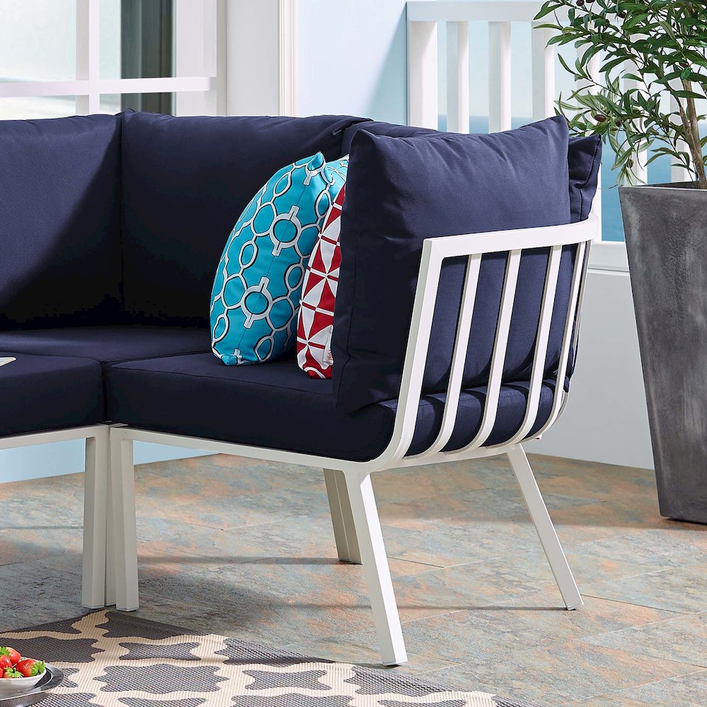 Riverside Outdoor Patio Aluminum Corner Chair. Picture 6
