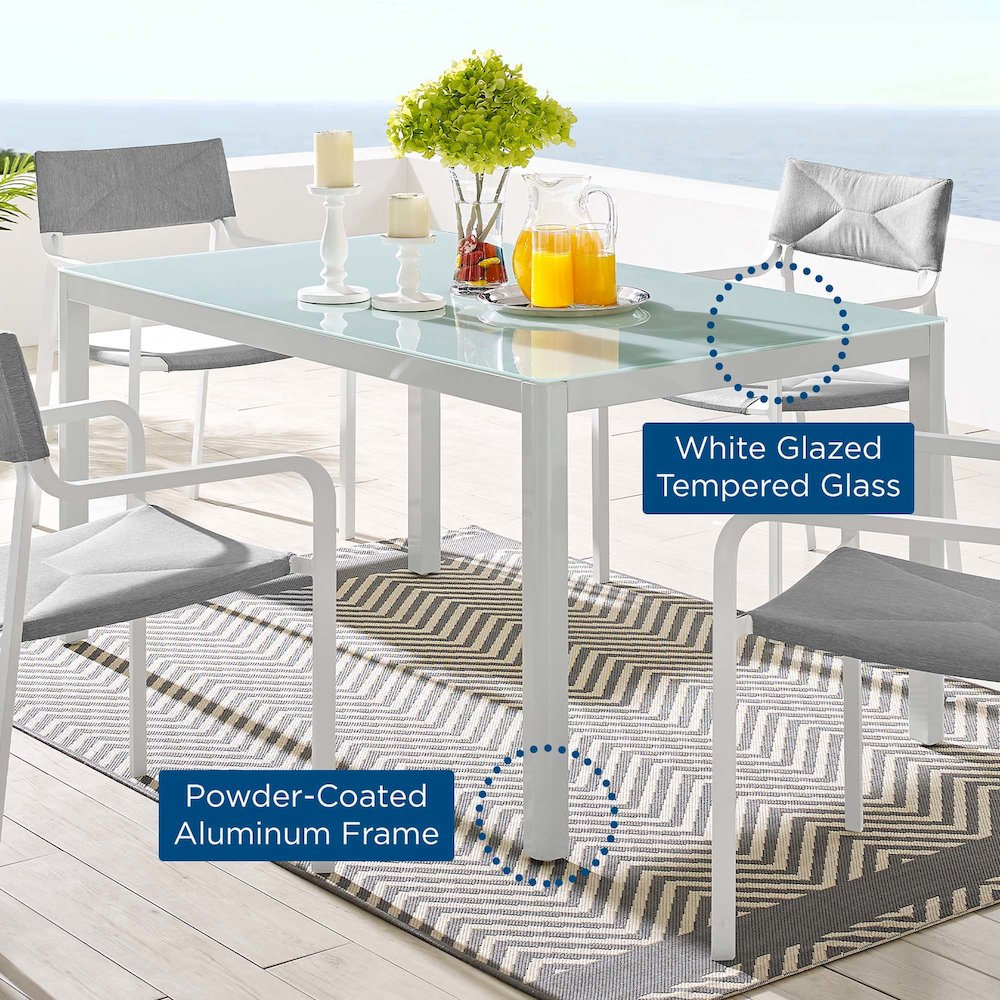 Raleigh 59" Outdoor Patio Aluminum Dining Table. Picture 6