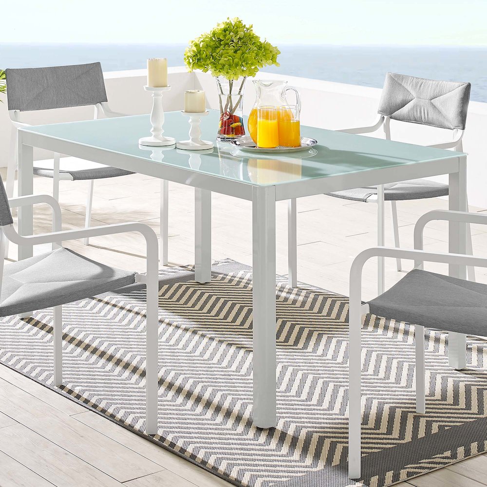 Raleigh 59" Outdoor Patio Aluminum Dining Table. Picture 5
