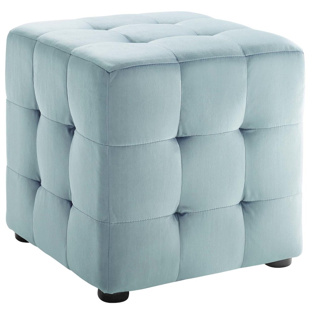 Contour Tufted Cube Performance Velvet Ottoman. Picture 1