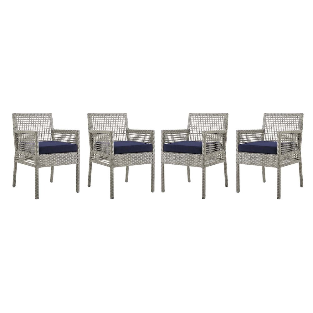Aura Outdoor Patio Wicker Rattan Dining Armchair Set of 4. Picture 1