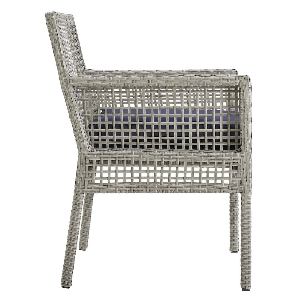 Aura Outdoor Patio Wicker Rattan Dining Armchair Set of 4. Picture 4