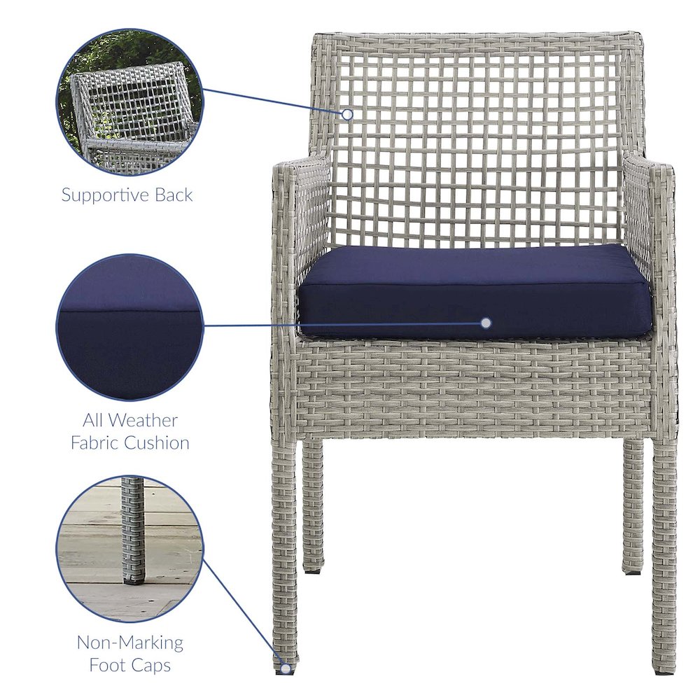 Aura Outdoor Patio Wicker Rattan Dining Armchair Set of 4. Picture 2