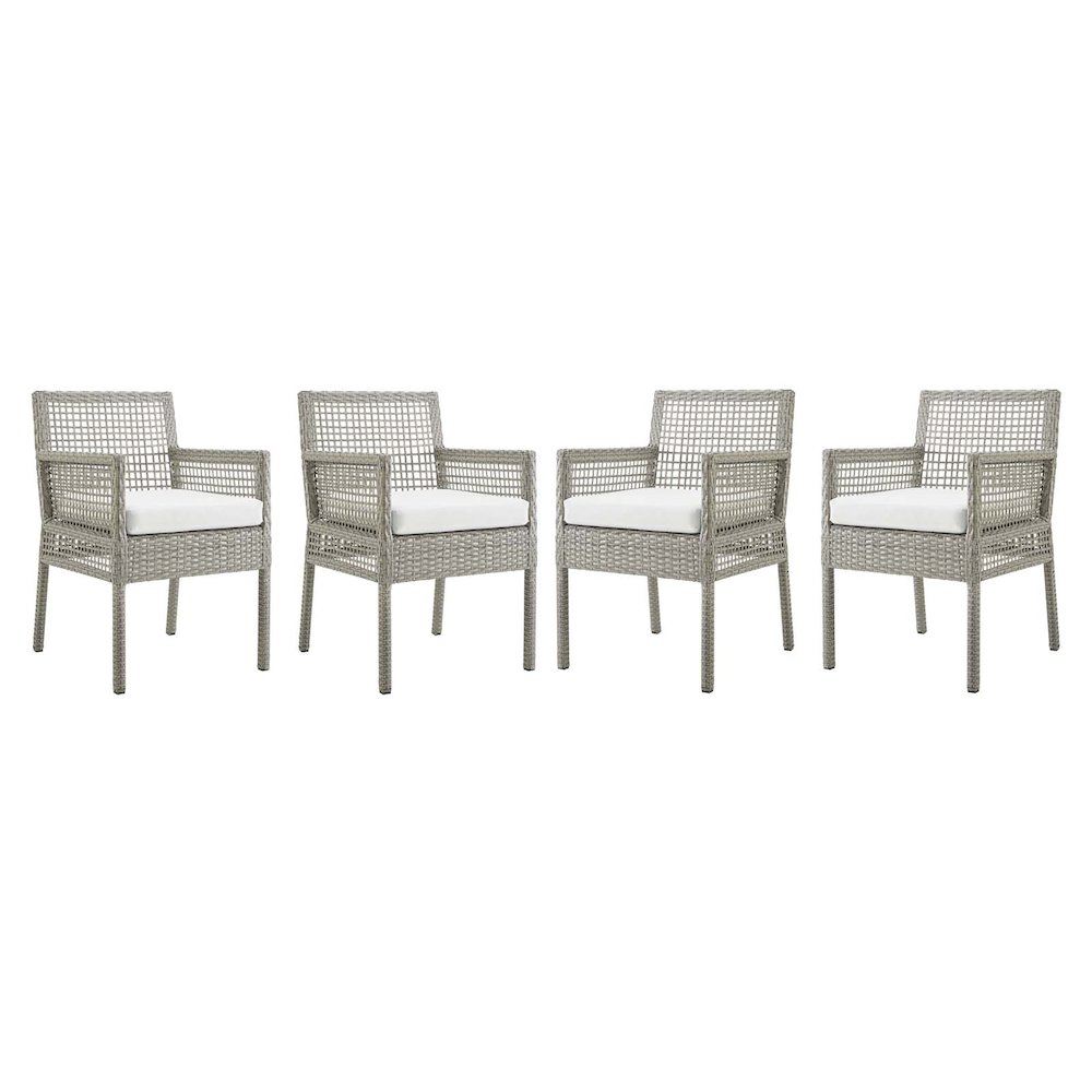 Aura Outdoor Patio Wicker Rattan Dining Armchair Set of 4. Picture 1