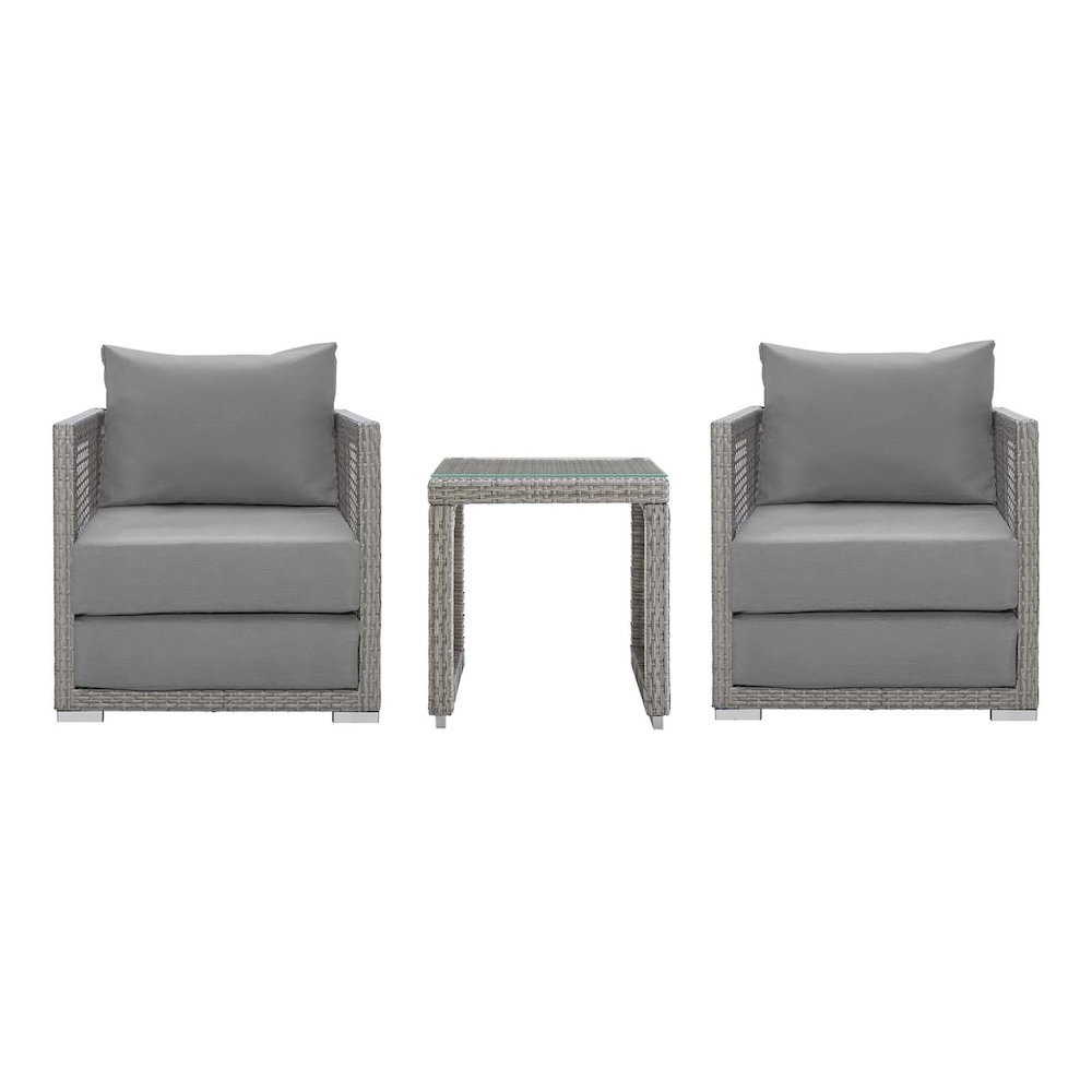 Aura 3 Piece Outdoor Patio Wicker Rattan Set. Picture 1