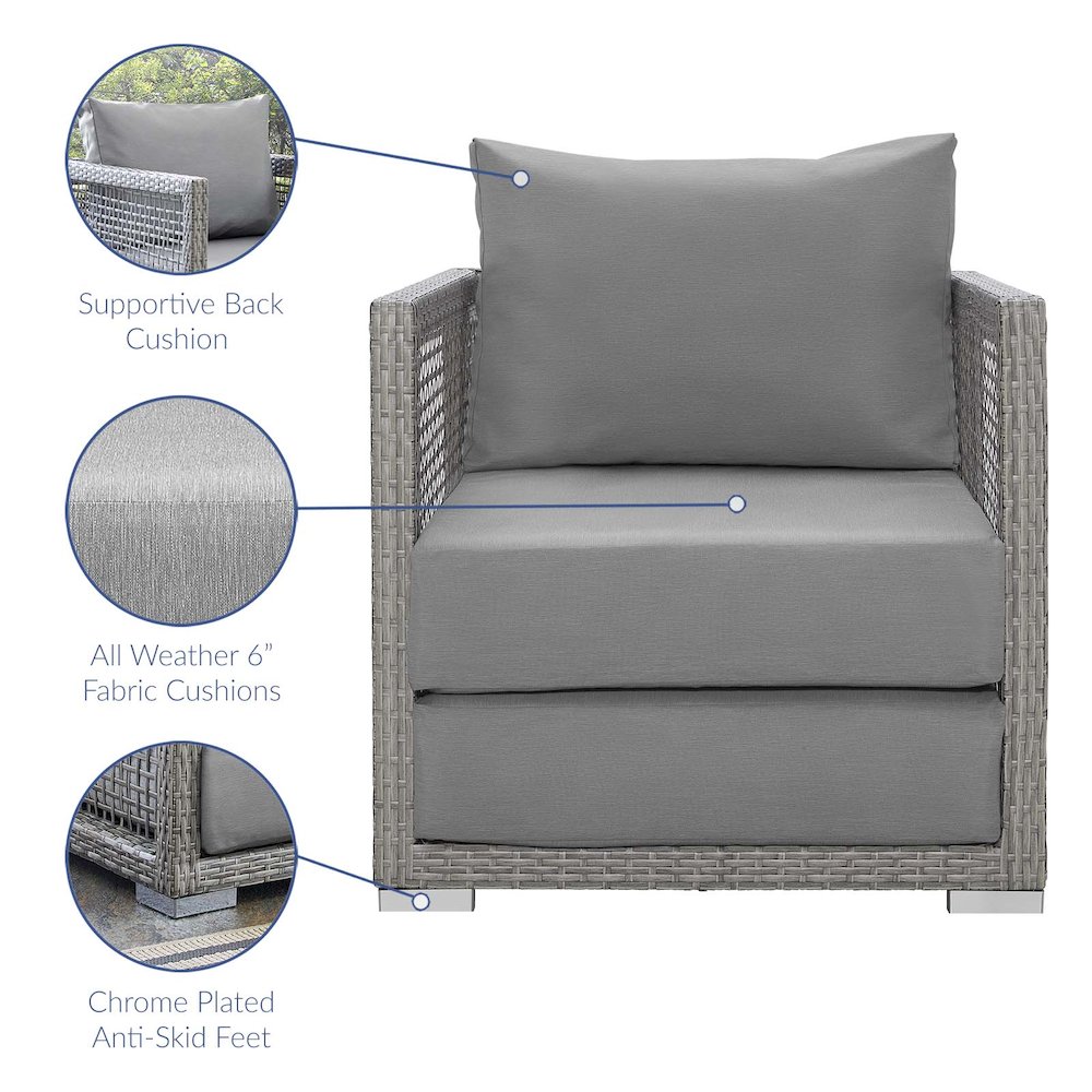 Aura 3 Piece Outdoor Patio Wicker Rattan Set. Picture 2