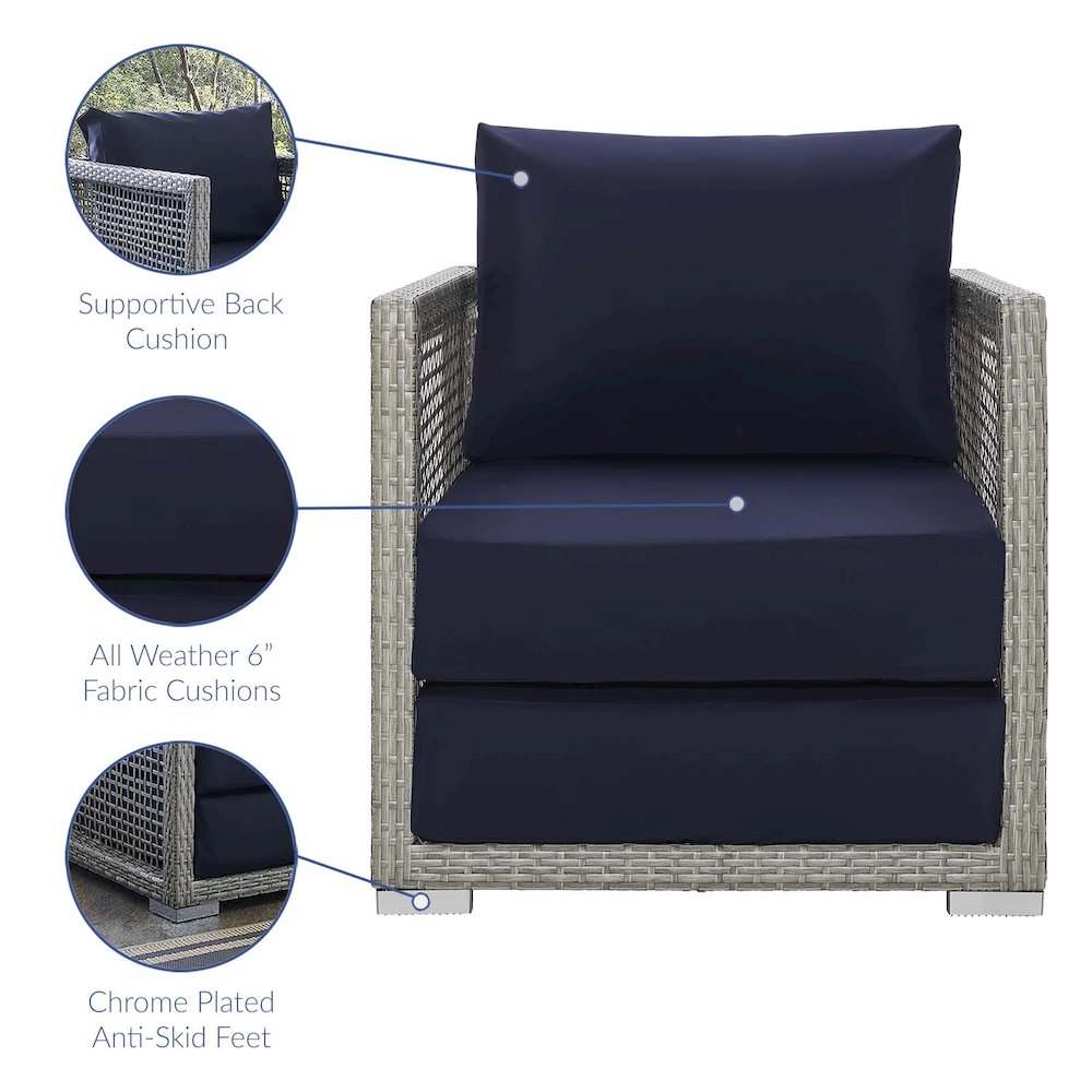 Aura 3 Piece Outdoor Patio Wicker Rattan Set. Picture 2